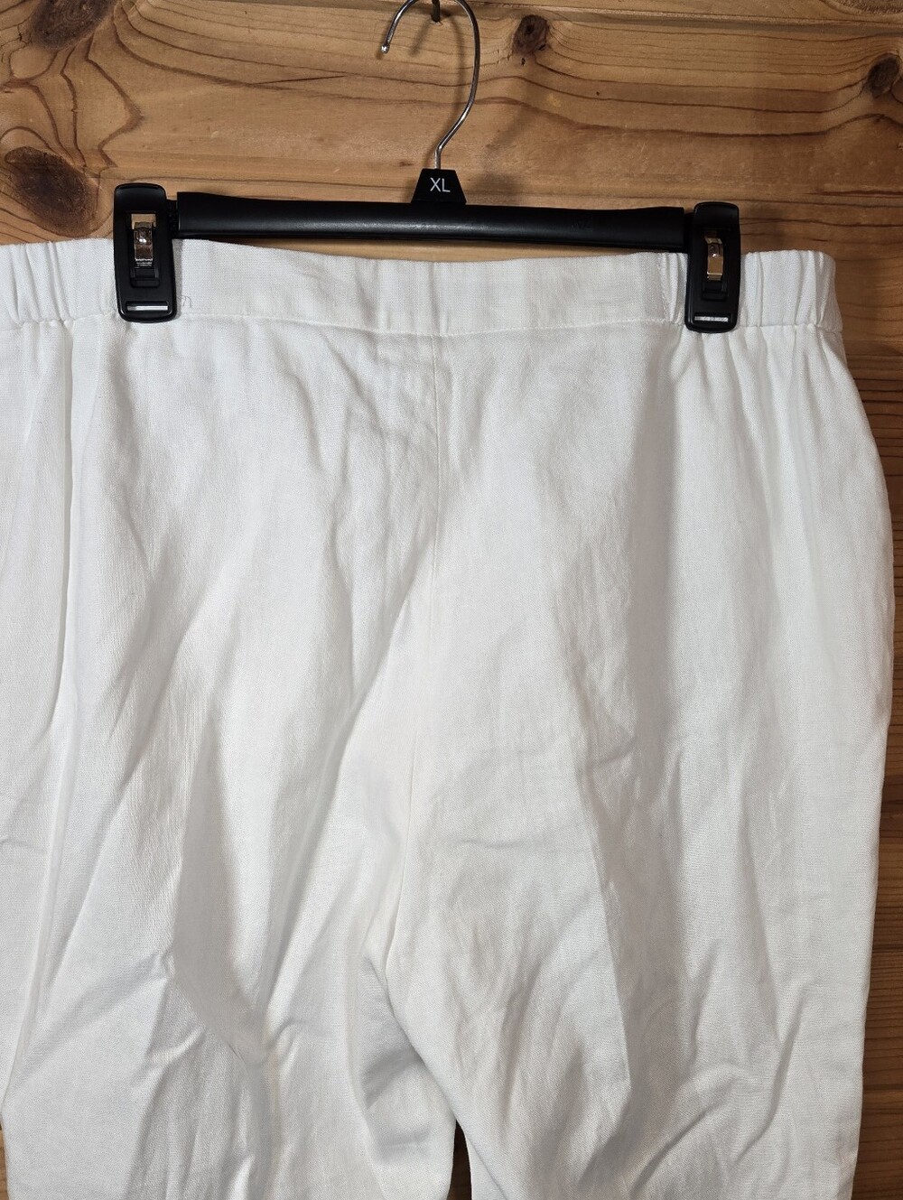 Evan Picone Black Label NWT Linen Rayon Pants 12 Lined Straight Leg White Ankle - Picture 3 of 6